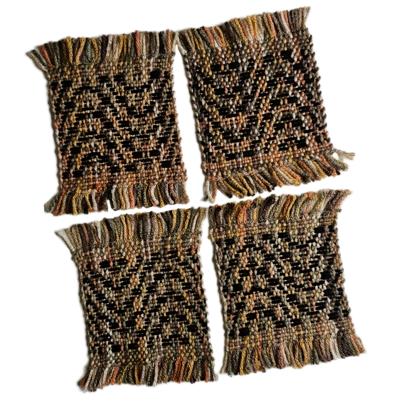 Small Coasters Orange and black, set of 4