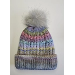 Pompom Beanie Double Layer  Ribbed  - Wool