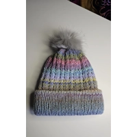 Pastel Beanie Ribbed and Pompom Wool Pastel