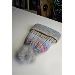 Pompom Beanie Double Layer  Ribbed  - Wool