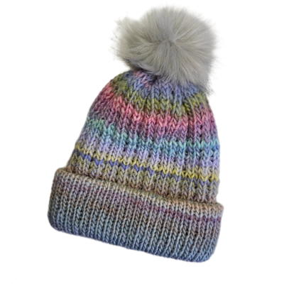 Pastel Beanie Ribbed and Pompom Wool Pastel