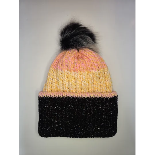 Pompom Beanie - Double Layer - Shiny Brim