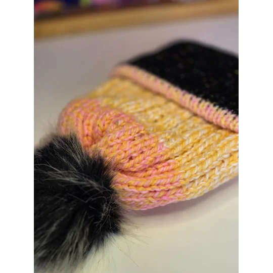 Pompom Beanie - Double Layer - Shiny Brim