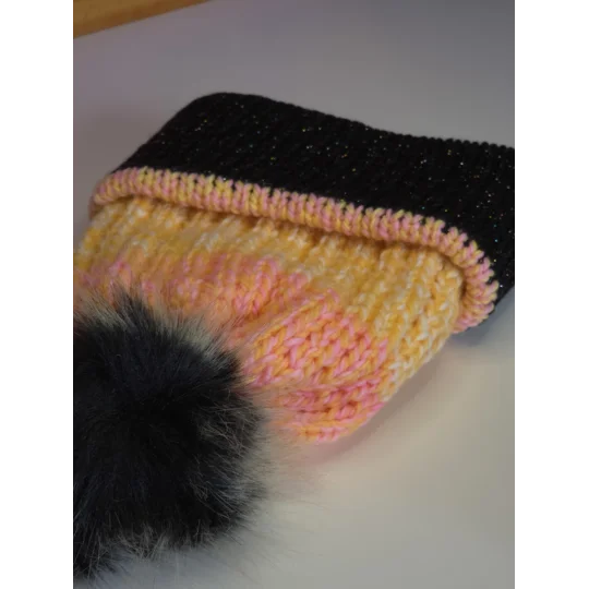 Pompom Beanie - Double Layer - Shiny Brim