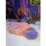 Beanie Pastel Pompom Ribbed Yello Pink Green