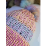 Beanie Pastel Pompom Ribbed Yello Pink Green