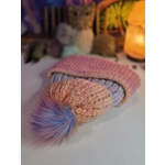 Beanie Pastel Pompom Ribbed Yello Pink Green