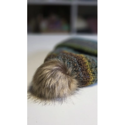 Pompom Beanie - Double Layer Ribbed - Wool