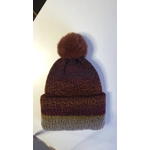 Pompom Beanie - Lightweight -  Double Layer - Simple - rusty / gray / glitter