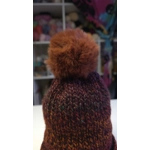 Pompom Beanie - Lightweight -  Double Layer - Simple - rusty / gray / glitter