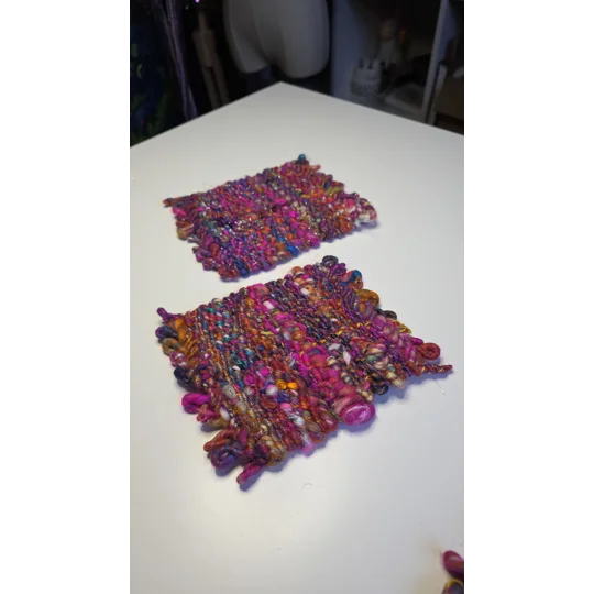 Handwoven Wool Coasters - Colourburst Edition (set of 2)
