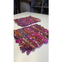 Handwoven Wool Coasters - Colourburst Edition (set of 2)