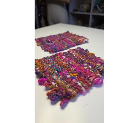 Handwoven Wool Coasters - Colourburst Edition (set of 2)