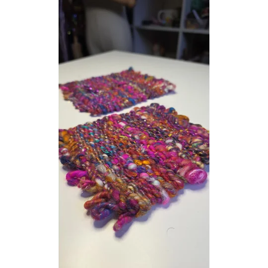 Handwoven Wool Coasters - Colourburst Edition (set of 2)