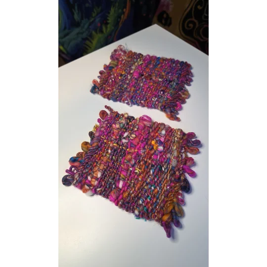 Handwoven Wool Coasters - Colourburst Edition (set of 2)