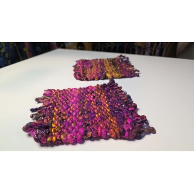 Handwoven Wool Coasters - Colourburst Edition (set of 2)