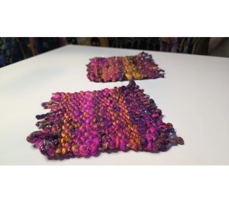 Handwoven Wool Coasters - Colourburst Edition (set of 2)