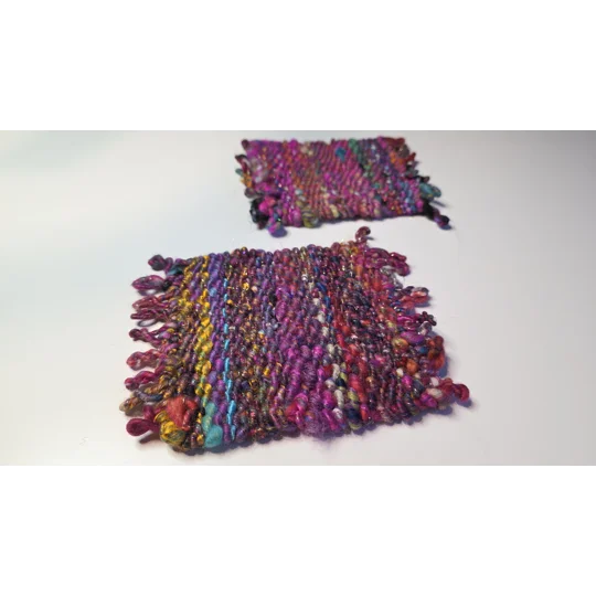 Handwoven Wool Coasters - Colourburst Edition (set of 2)