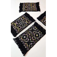 Woven coasters placemats stars and roses - set of 4