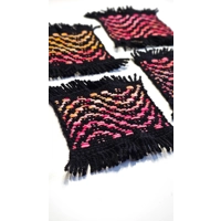 Small Woven Coasters Black Red Yellow Weaves Set Of 4