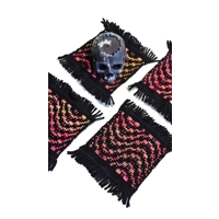 Small Woven Coasters Black Red Yellow Weaves Set Of 4