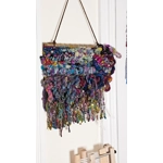 Art Yarn Weaving Wall Hanging Decor Tapestry Colourfull Maximalist Sparkles Ribbons and Beads