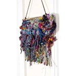 Art Yarn Weaving Wall Hanging Decor Tapestry Colourfull Maximalist Sparkles Ribbons and Beads