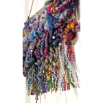Art Yarn Weaving Wall Hanging Decor Tapestry Colourfull Maximalist Sparkles Ribbons and Beads