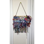 Art Yarn Weaving Wall Hanging Decor Tapestry Colourfull Maximalist Sparkles Ribbons and Beads