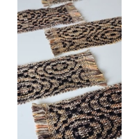 Woven Coasters Set of 4 OX Long Black Orange