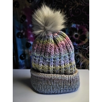 Pastel Beanie Ribbed and Pompom Wool Pastel