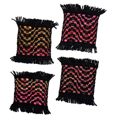 Small Woven Coasters Black Red Yellow Weaves Set Of 4 Small Woven Coasters Black Red Yellow Weaves Set Of 4
