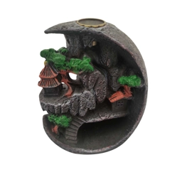 Mountain Tower Trees Resin Waterfall Backflow Incense Burner
