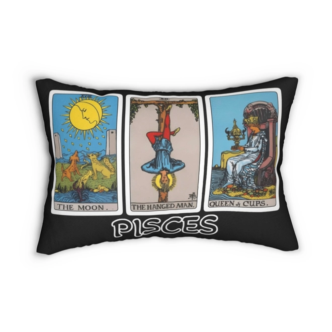 Additional Image for Astrology-Themed Lumbar Pillow - Pisces Zodiac Décor, Astrology Gift, Horoscope Home Accent, Tarot P