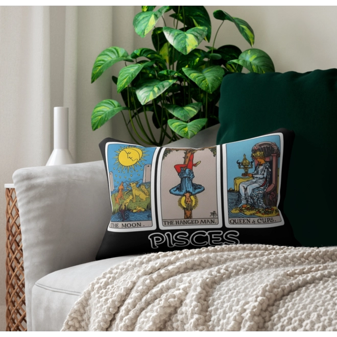 Additional Image for Astrology-Themed Lumbar Pillow - Pisces Zodiac Décor, Astrology Gift, Horoscope Home Accent, Tarot P