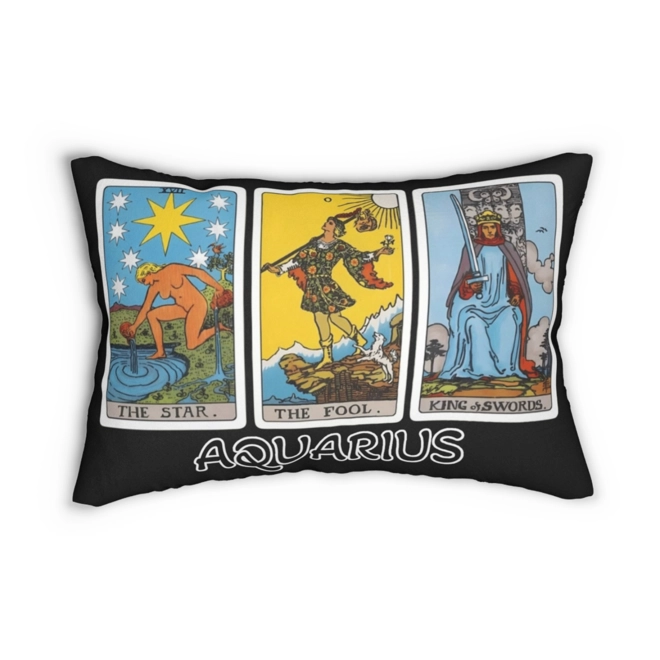 Additional Image for Astrology-Themed Lumbar Pillow - Aquarius Zodiac Décor, Astrology Gift, Horoscope Home Accent, Tarot