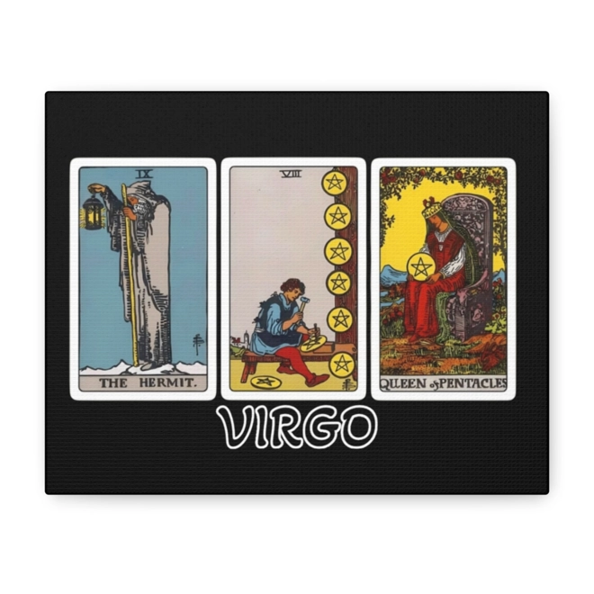 Additional Image for Virgo Tarot Canvas Wall Art 10" x 8" (Horizontal) Black or White