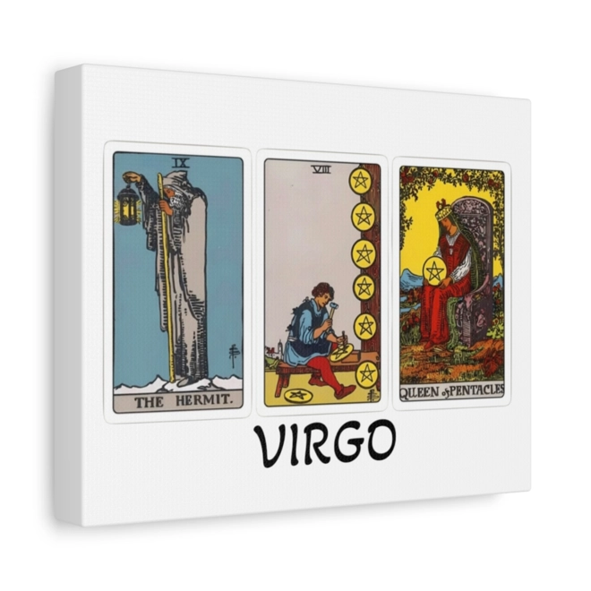 Additional Image for Virgo Tarot Canvas Wall Art 10" x 8" (Horizontal) Black or White