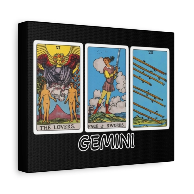 Additional Image for Gemini Tarot Canvas Wall Art 10" x 8" (Horizontal) Black or White
