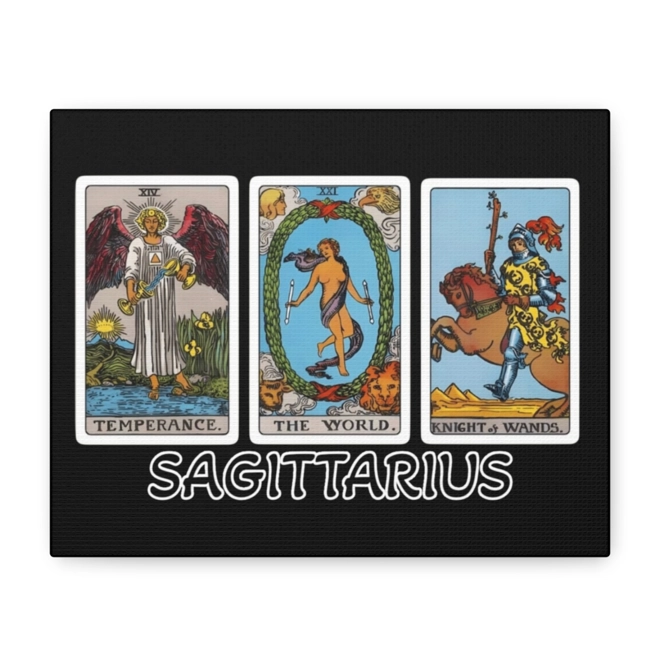Additional Image for Sagittarius Tarot Canvas Wall Art 10" x 8" (Horizontal) Black or White