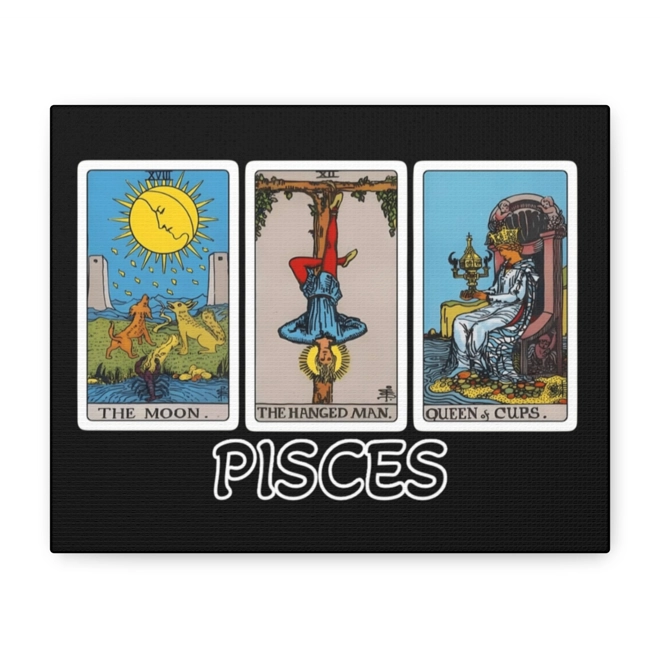 Additional Image for Pisces Tarot Canvas Wall Art 10" x 8" (Horizontal) Black or White