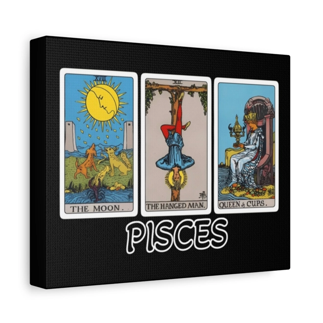 Additional Image for Pisces Tarot Canvas Wall Art 10" x 8" (Horizontal) Black or White