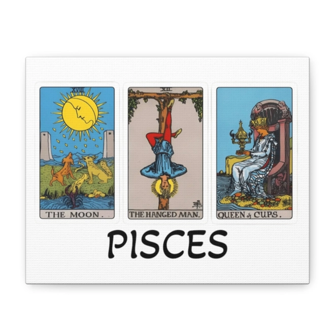 product Image for Pisces Tarot Canvas Wall Art 10" x 8" (Horizontal) Black or White