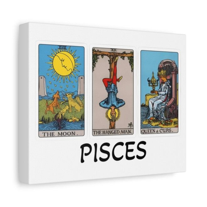 Additional Image for Pisces Tarot Canvas Wall Art 10" x 8" (Horizontal) Black or White