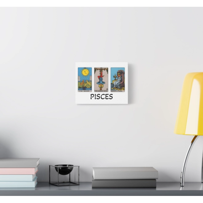 Additional Image for Pisces Tarot Canvas Wall Art 10" x 8" (Horizontal) Black or White