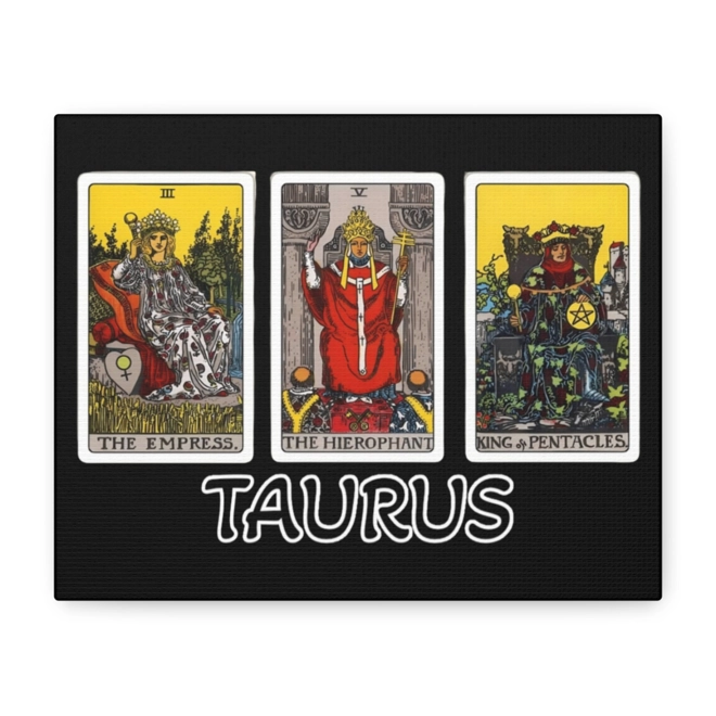 Additional Image for Taurus Tarot Canvas Wall Art 10" x 8" (Horizontal) Black or White