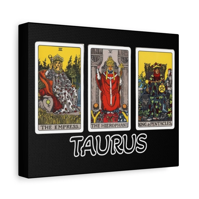 Additional Image for Taurus Tarot Canvas Wall Art 10" x 8" (Horizontal) Black or White