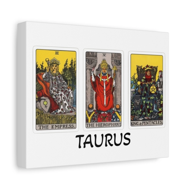 Additional Image for Taurus Tarot Canvas Wall Art 10" x 8" (Horizontal) Black or White