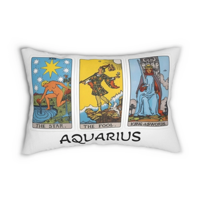 Additional Image for Astrology-Themed Lumbar Pillow - Aquarius Zodiac Décor, Astrology Gift, Horoscope Home Accent, Tarot
