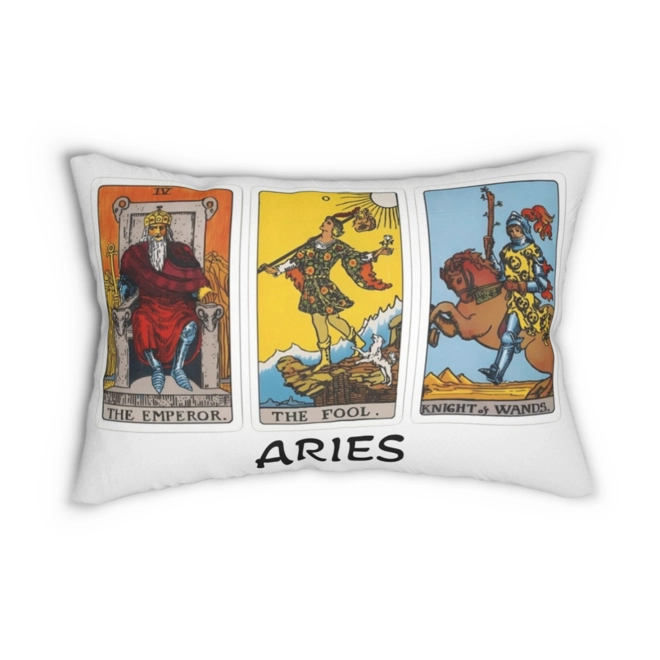 Additional Image for Astrology-Themed Lumbar Pillow - Aries Zodiac Décor, Astrology Gift, Horoscope Home Accent, Tarot